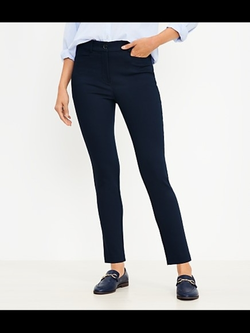 LOFT Sutton Navy Skinny Ankle Pants - Curvy Style